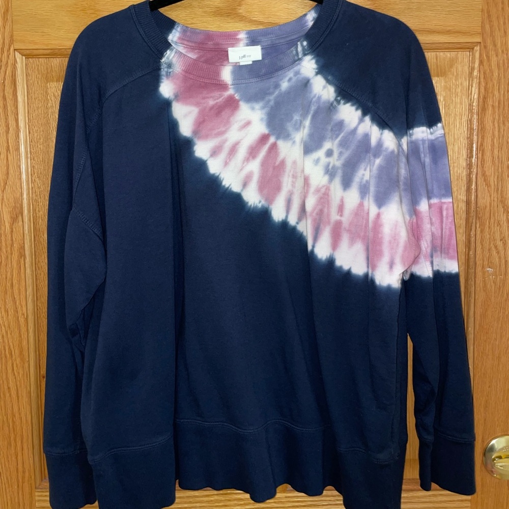 J. Jill Navy Tie Dye Sweatshirt